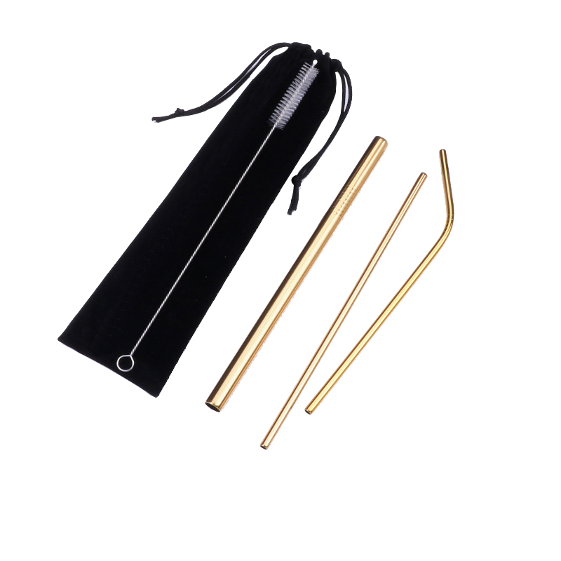 Portable Telescopic Drinking Straw Set 304 Stainless Steel Metal Straw Reusable Travel Keychain Straw With Case Bottle Opener #1: 4pcs gold