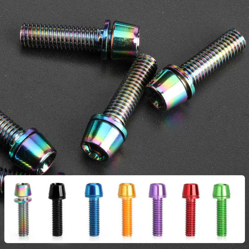6 teile/satz Fahrrad Lenker Schrauben Titan-überzogene Bunte Edelstahl M5 * 18 MM MTB Fahrrad Griff Bar Vorbau Steigleitung Schraube in Schrauben