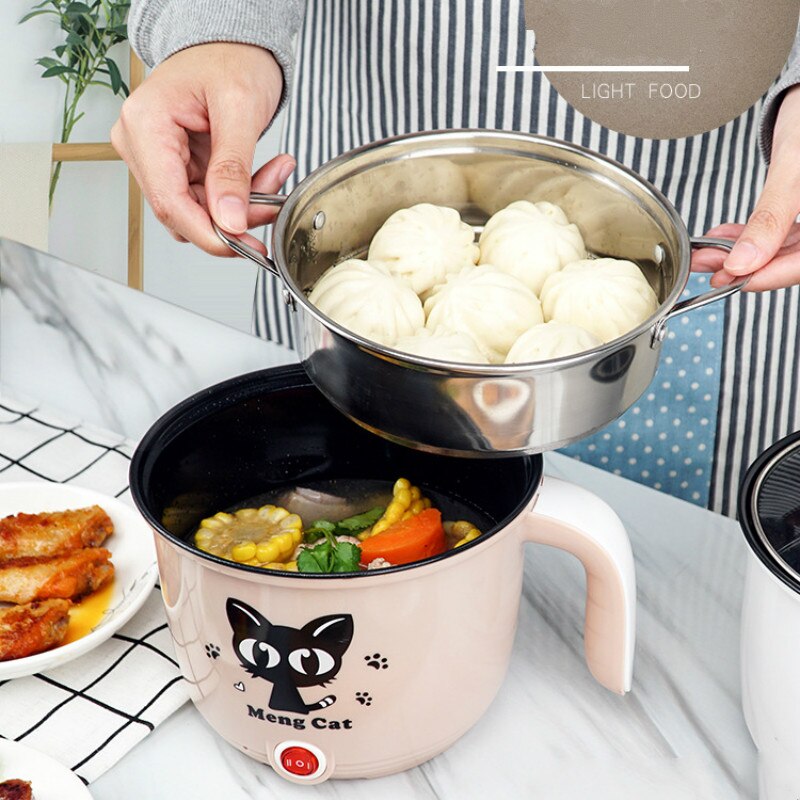 Multifunctional Electric Cooker Hotpot Mini Non-stick Food Noodle Cooking Skillet Egg Steamer Soup Heater Pot Frying Pan EU