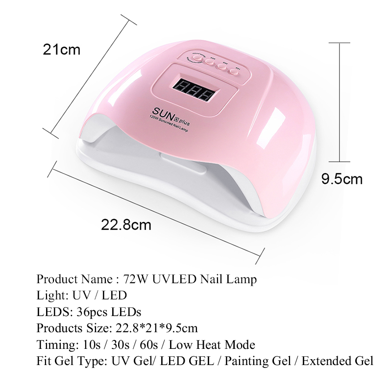 72w negle uv lampe nail art tørretumbler 30s/60s/99s negle uv gel til hærdning af al gel neglelak 36 lysdioder uv lamp cure gellack manicuring