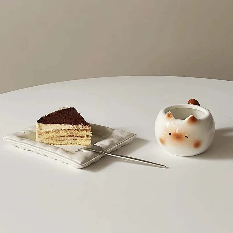 Taza de cerámica bonita, taza creativa con forma de gato siamés, tazas de café, taza de leche para oficina, utensilio para beber para el hogar, de cumpleaños divertido