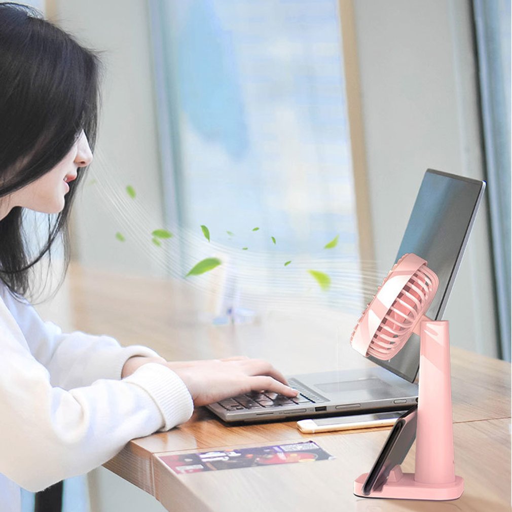 Handheld Usb Opladen Multi-Hoek Gratis Aanpassing Ventilator Draagbare Kleine Ventilator Met Mobiele Telefoon Stand Functie