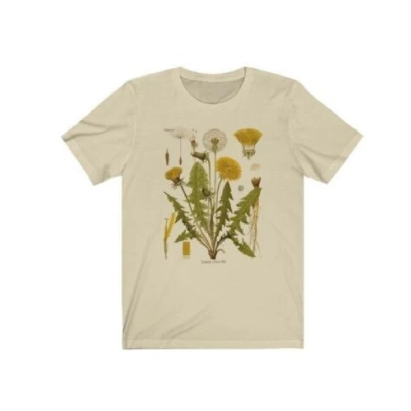 Maskros botanisk grafisk t-shirt vandringströja botaniskt tryck kortärmad bomullsöverdimensionerad t-shirt damkläder harajuku