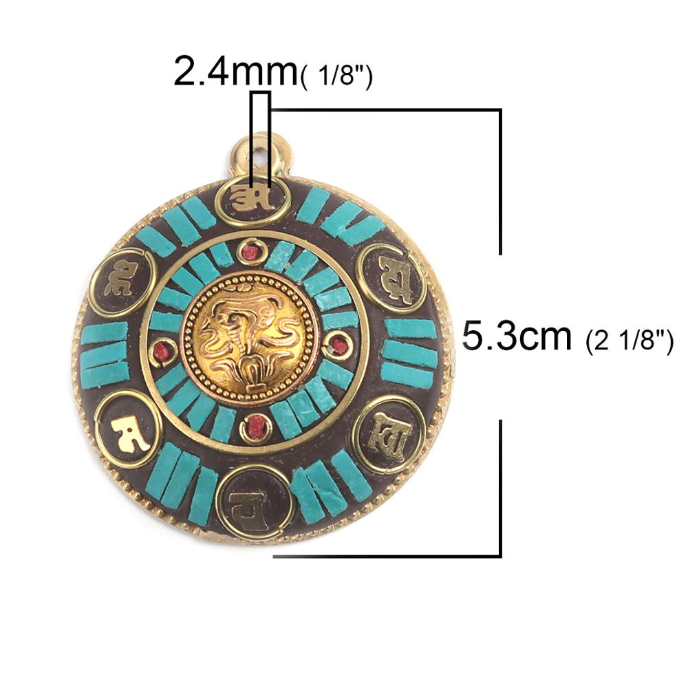 DoreenBeads Ethnische Serie Anhänger Zink Legierung Auf Religiöse Anhänger Horn-förmigen Gold Mehrfarbig Schmuck DIY Charme, 1 PC