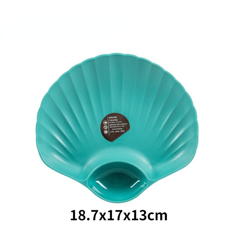 4/6PCS Japanese Vomit Bone Plate Shell Multi-purpose Snacks Dish Fastfood Snack Plate of Fruit Bowl Plastic Tray: green / 4 pcs