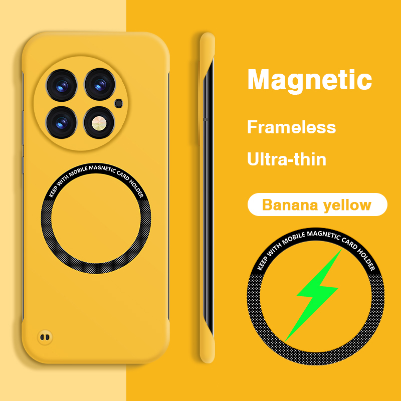 Cienkie bezramkowe etui na telefon OnePlus 13 13R 13T 13s 5G twardy muszla luksus magnetyczny bezprzewodowy opłata aparat fotograficzny ochrona Powrót okładki: FIOLETOWY / OnePlus 13