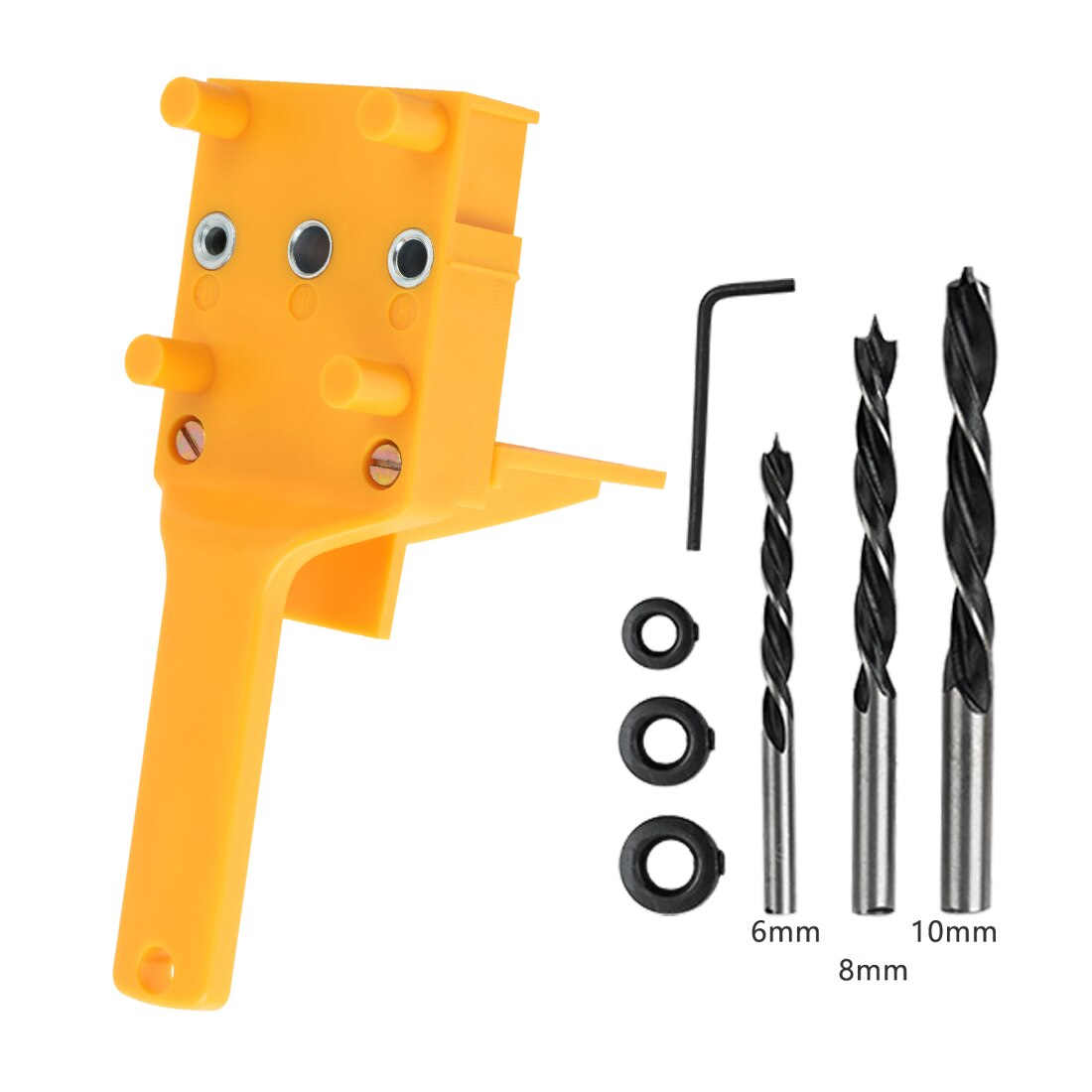 Wood Doweling Jig Handheld Pocket Hole Jig System 6/8/10mm Drill Bit Hole Puncher ABS Plastic Wood Drilling Hole Saw Tools Drill