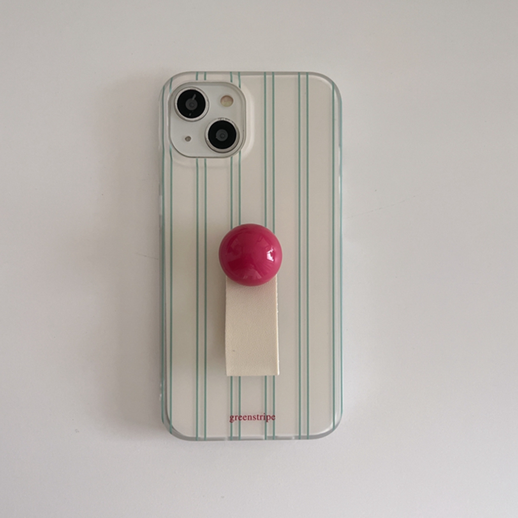 Ins Simplicity rayas verdes bola de amor roja anillo de dedo hebilla funda para iPhone 16 15 14 13 12 Pro Max protección a prueba de golpes: Para iphone12ProMax (6,7 ") / Multicolor