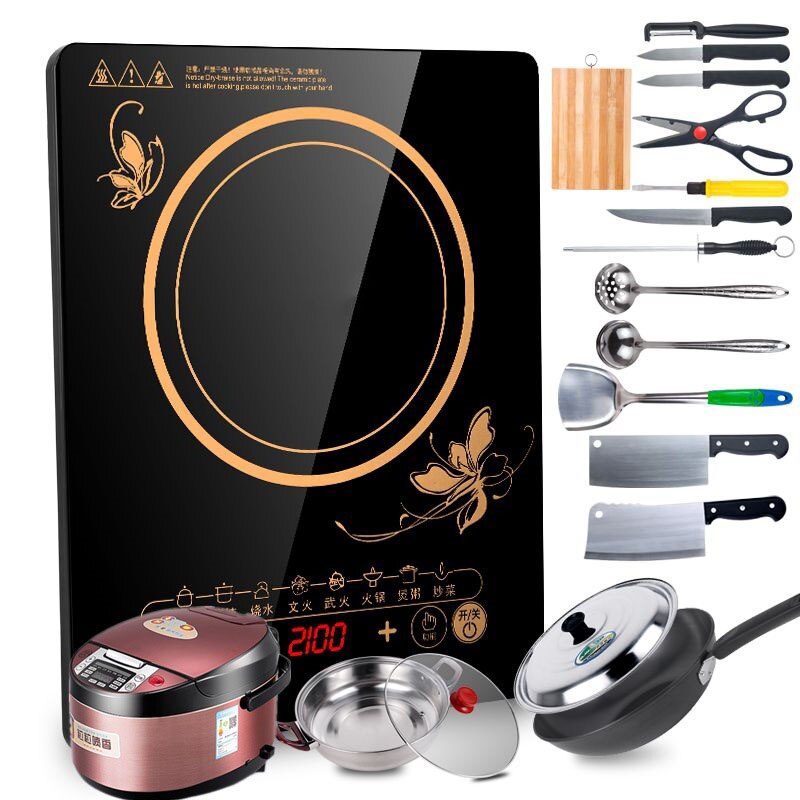 2100W Induction Cooker Home Intelligent High-power Fire Boiler Full Set Mini Energy-saving Stove Explosion Cooking