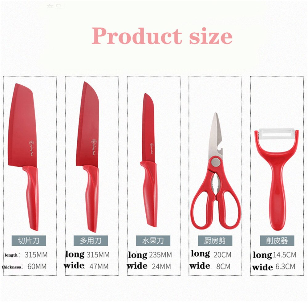 stainless steel kitchen Knife Chef fruits vegetable Exquisite Multi-purpose cleaver durable scissors Slicing Scraper set