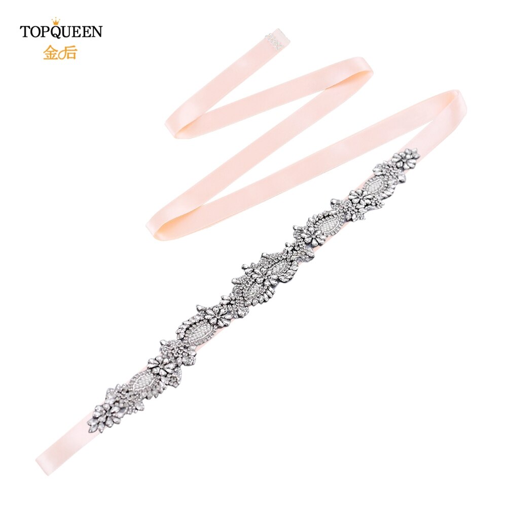 Topqueen  s481 brudekjole bælter og skærper elfenben brudepige kjoler bælte rhinestone beaded bælte brude bælte champagne bælte: Baby lyserød