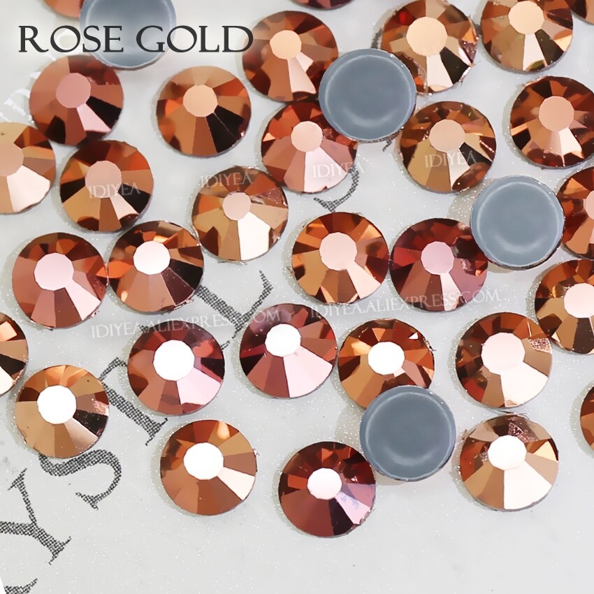 Rose Goud Glas Fix Steentjes Strass Kristallen Hotfix Plaksteen Stenen Voor Stof Kledingstuk Bruiloft Kleding Kostuum Glitters