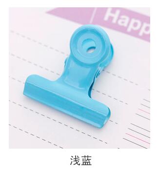 Clip de Metal de Color caramelo para oficina, suministros de papelería para encuadernación, carpeta de billetes, Color rosa, rojo, azul y naranja: light blue 2 pcs