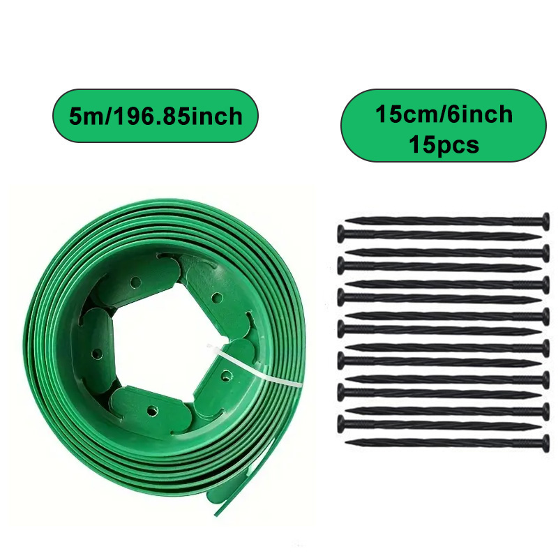 10/5M Garden edge border Outdoor Lawn Edging Flexible Gardening Isolation Path Barrier Plastic Grass Fence Protective Border: light green