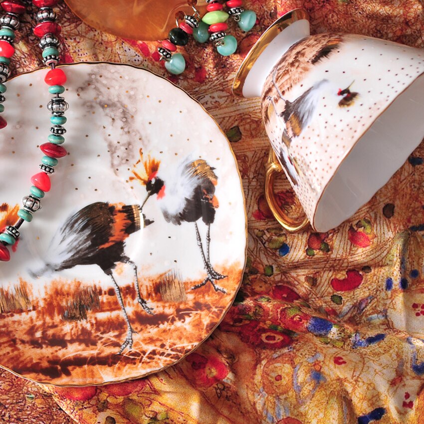 Pastoral style bone china coffee cup Europe style cup and saucer set espresso cafe cup Luxury afternoon flower tea