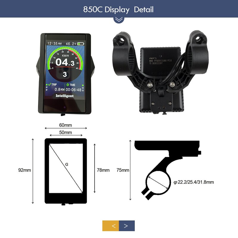 Tongsheng TSDZ2 6PIN Electric Bike 850C LCD Colour Screen Display For 250W 350W 500W Tongsheng Mid Drive Motor Conversion kit