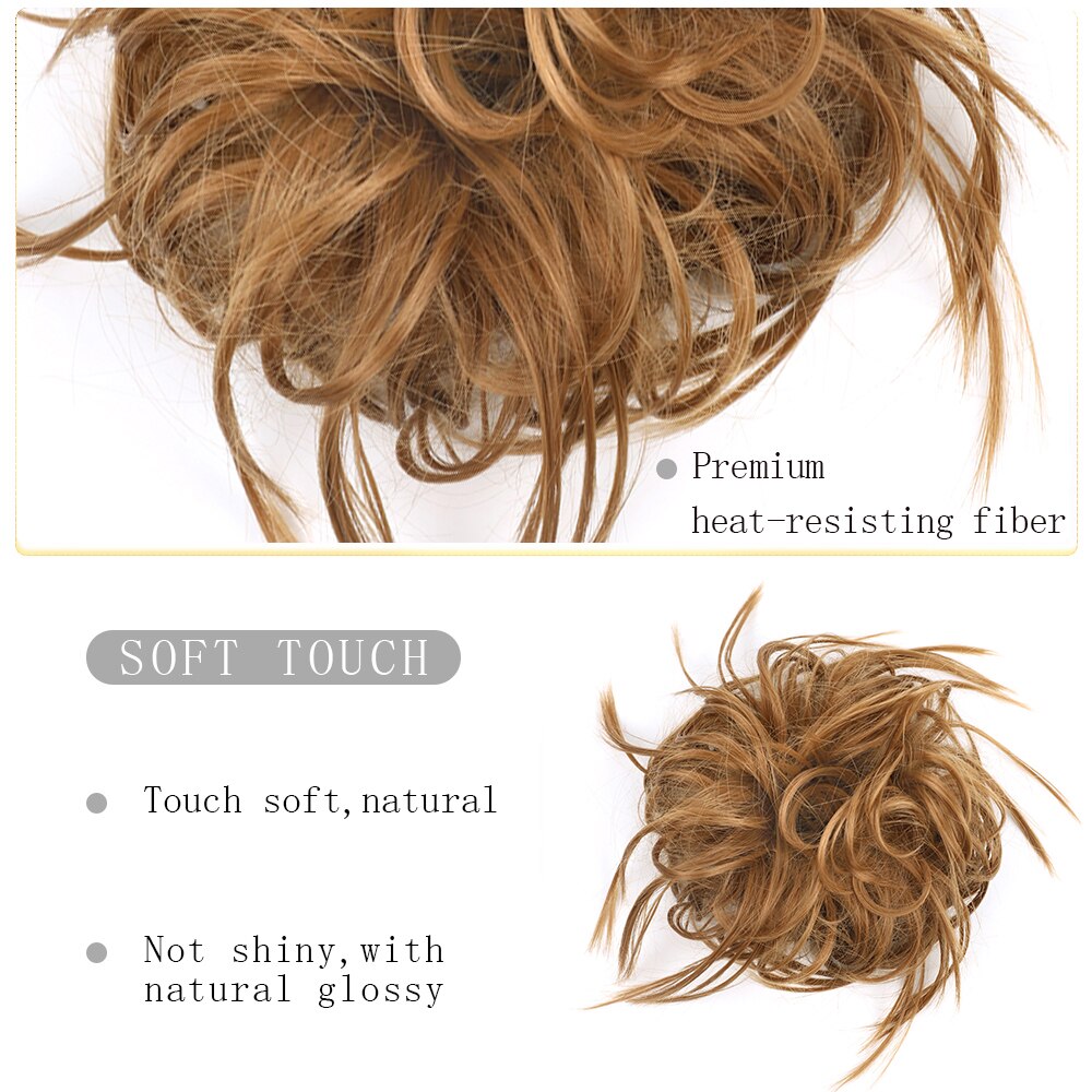Messy Knot Chouchou Voor Vrouwen Haarstukje Extensions Synthetische Pruik Ring Wrap Chignon Zwart Bruin Hoge Temperatuur Fiber