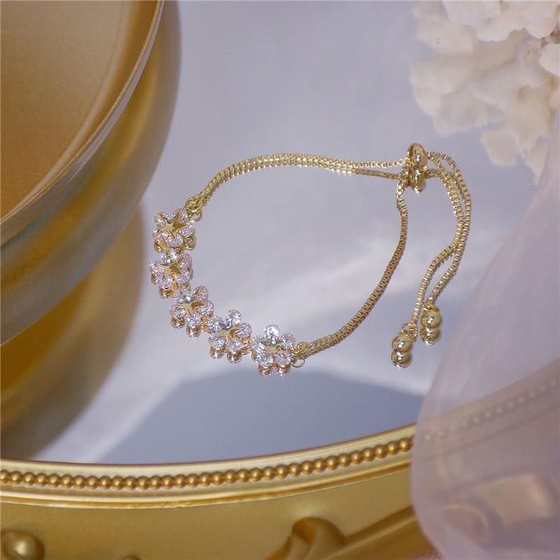 Mode Aaa Zirconia Bloemblaadje Armband Vrouw Exquisite Luxe Manchet Armband Sieraden Verjaardag Cadeau Voor Meisjes