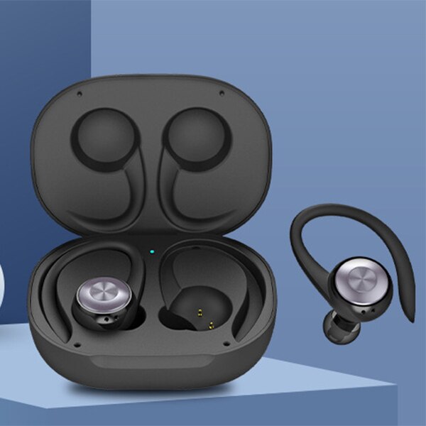 Tws Draadloze Bluetooth Headset Sport 5.0 Waterdichte Hoofdtelefoon Stereo Noise Cancelling Koptelefoon (Zwart)