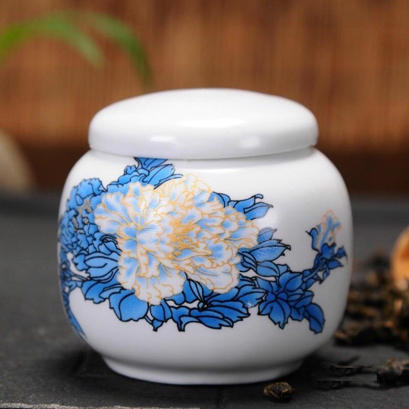 Mini boîte à thé Portable créative en céramique, récipient traditionnel chinois à thé avec motif de peinture chinoise: 6x6cm / 01