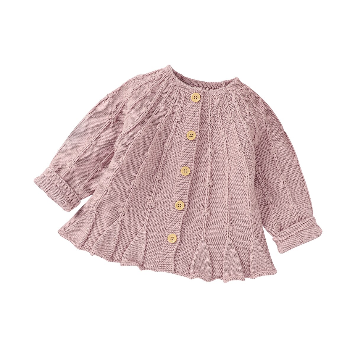 Baby Meisjes Trui Herfst Winter Peuter Kinderen Meisje Gebreide Lange Mouwen Single Breasted Ruches Truien Jurken: Roze / 24M
