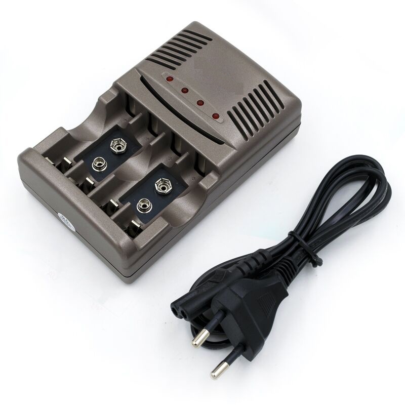 charger ! Powerful 2pcs 9v 2000mAh Ni-MH Rechargeable 9 Volt NiMH Battery + Universal 9v aa aaa battery charger