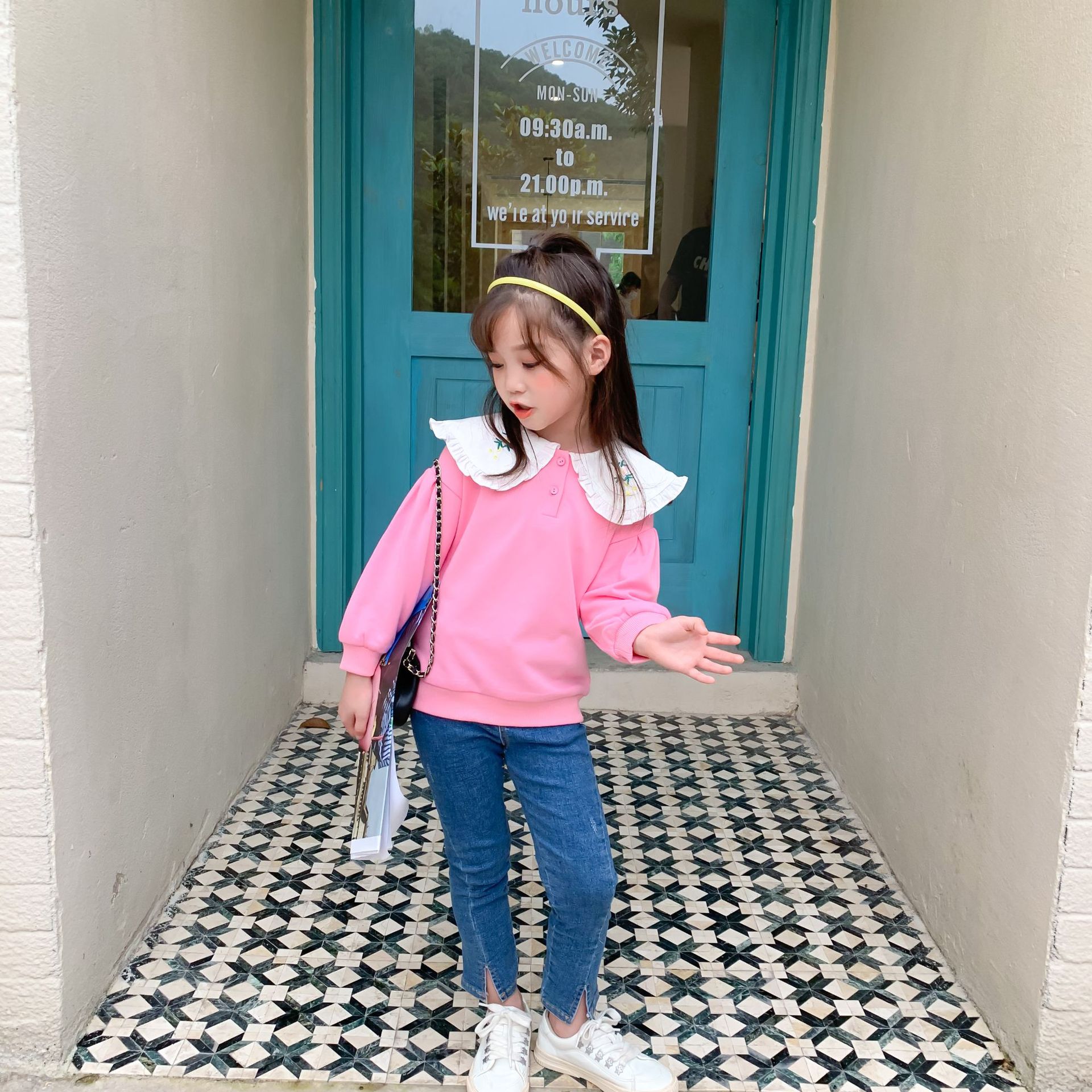 Autumn 2-7 years girls Split skinny jeans kids all-match casual slim denim pants