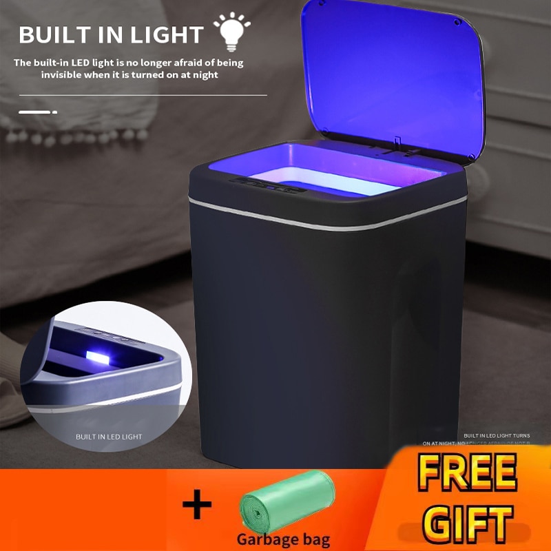 Smart Induction Trash Can Automatic Intelligent Sensor Dustbin Electric Touch Trash Bin for Kitchen Bedroom Office Garbage