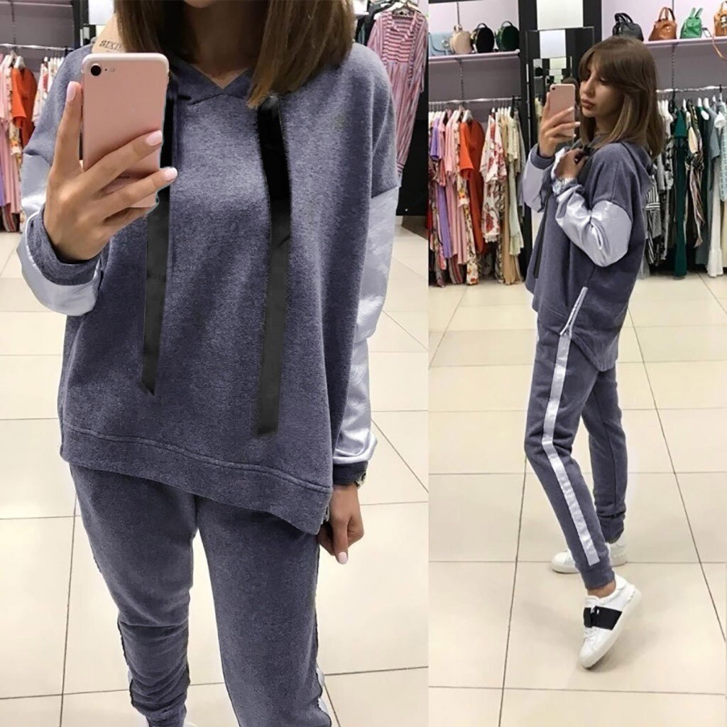 Ladies Solid Tracksuit Women Set Top Pants Suit Female 2 Piece Set Women Hoodies Pant Clothing Set Warm Newest Clothes#3