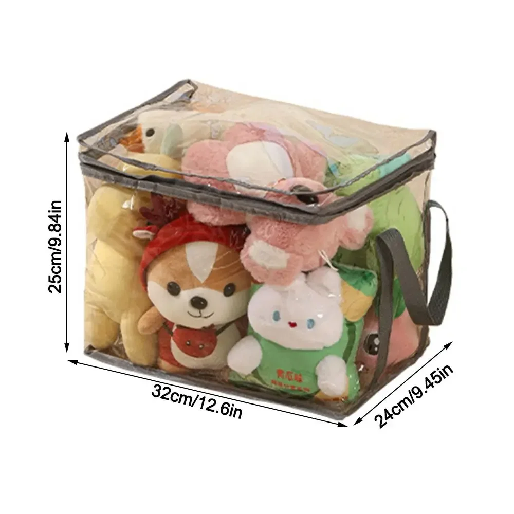 Caja de almacenamiento de juguetes impermeable de PVC, bolsa plegable multifuncional de gran capacidad, bolsa de almacenamiento transparente impermeable a prueba de polvo para el hogar: Castaño