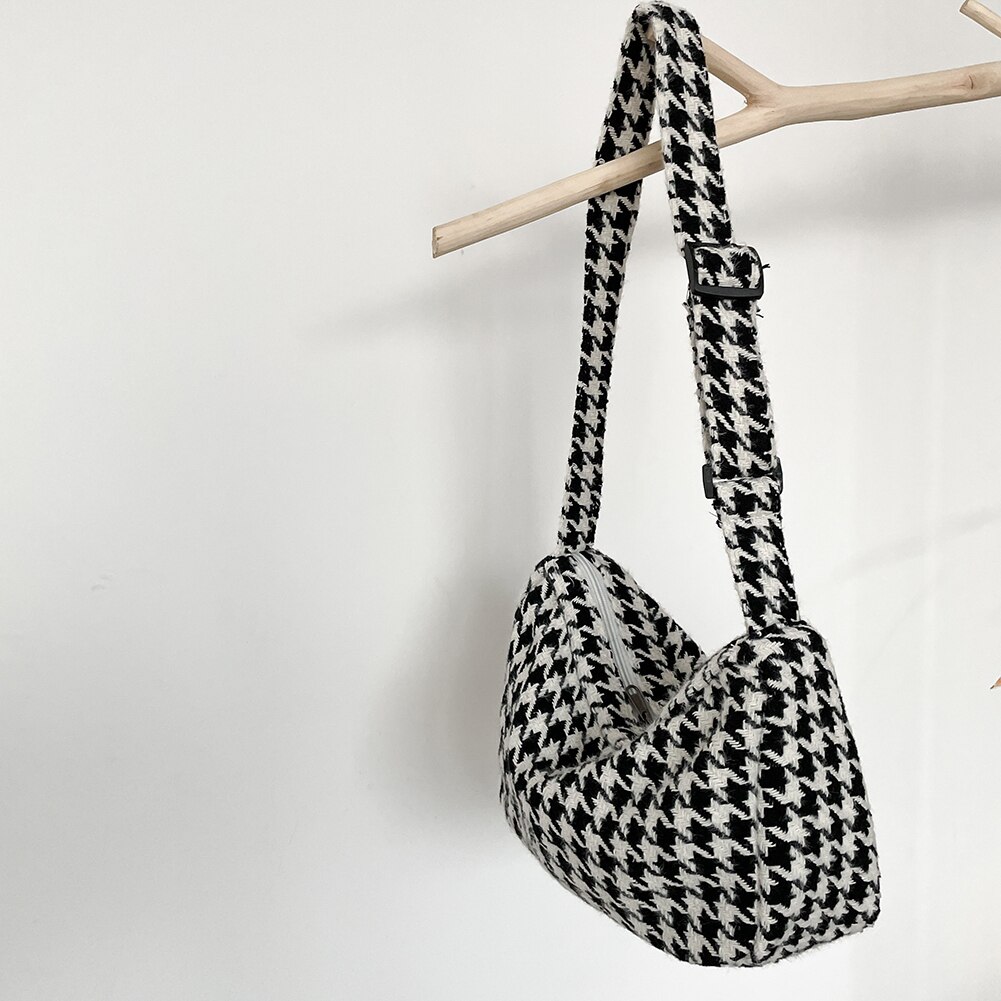 Simplesmente peito saco na moda xadrez topo-alça de viagem lona houndstooth ombro pequenas bolsas para mulher 2020