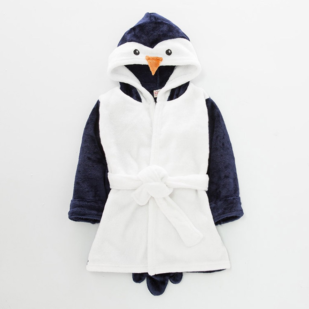 schön Baby Mädchen Karikatur mit Kapuze Bademantel Pinguin Tier Hoodie Baden Handtuch Kleid Kleinkind Flanell Bademantel Sleepwear Schlafanzug Ma8
