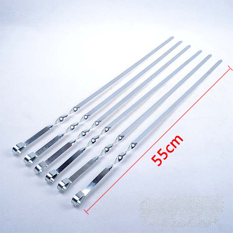 6 st/lots rostfritt stål grill kebab platt spett bbq grillnål verktyg 45/55cm: 55cm