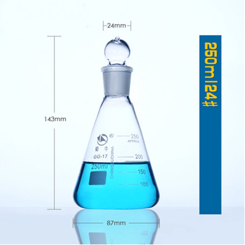 Glass triangle flask with Standard plug Chemistry laboratory conical flask Thicken High Borosilicate glass High temperature