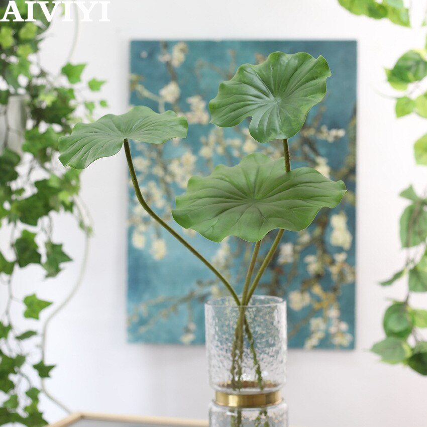 Kunstmatige zijde lotusblad groen lotusblad nep bloem woonkamer vaas bruiloft desktop accessoires nep bloem