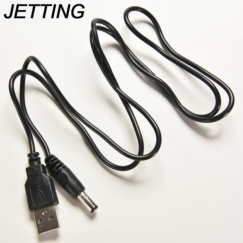 Jetting 1 stk sort usb 2.0 to dc 5.5mm x2.1mm 80cm usb til netledning kabel ledning elektronisk datalinje tilbehør