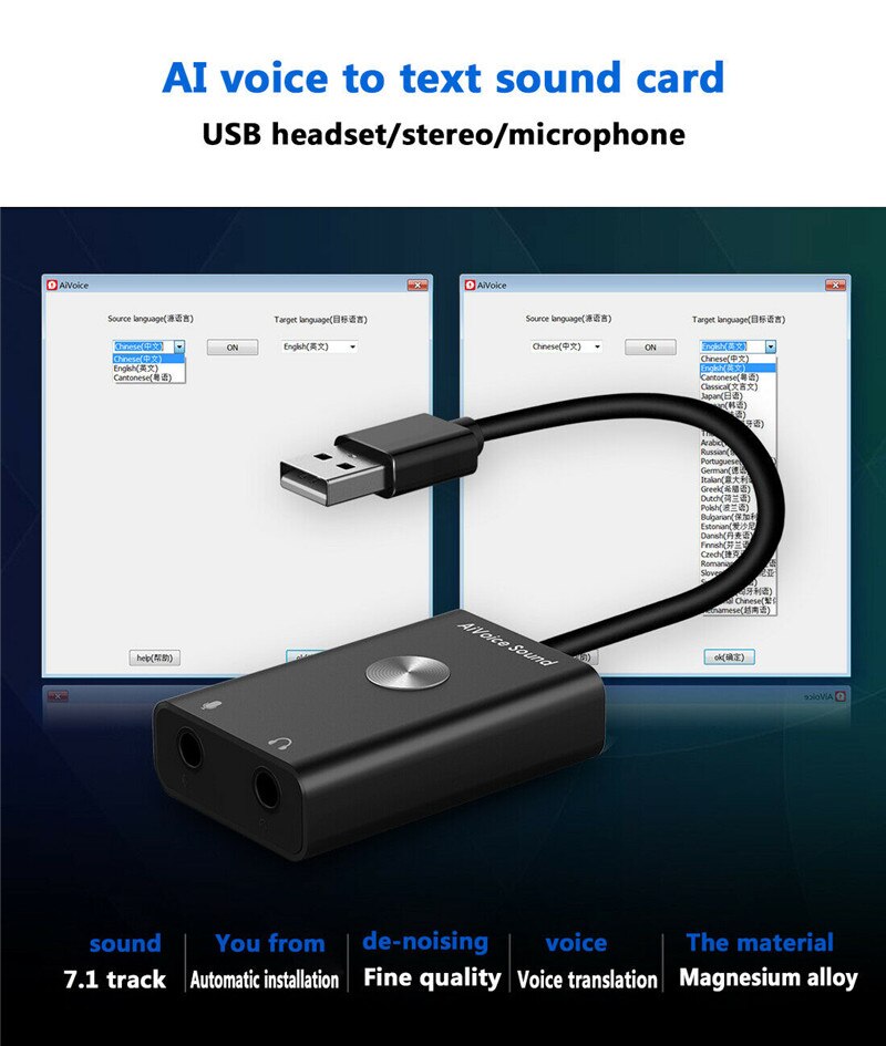 Intelligente di Ingresso AI Intelligente Traduttore Vocale Ricerca Supporto 24 Lingue USB AI Assistente di accorto voce