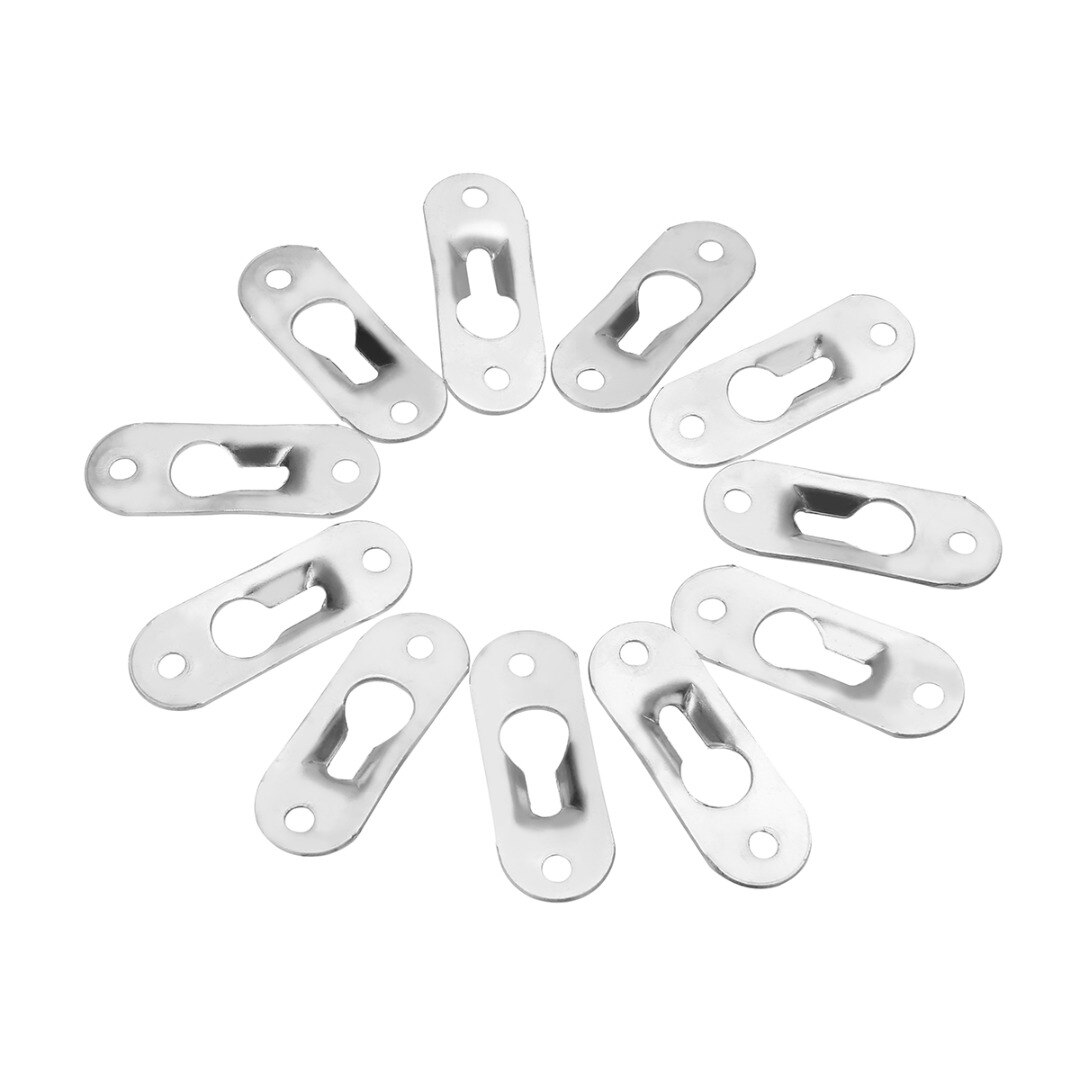 10 Stuks Silver Tone Metal Keyhole Hanger Fasteners Home Foto Hangers Fasteners Hardware Gereedschap 45Mm * 16Mm: Default Title