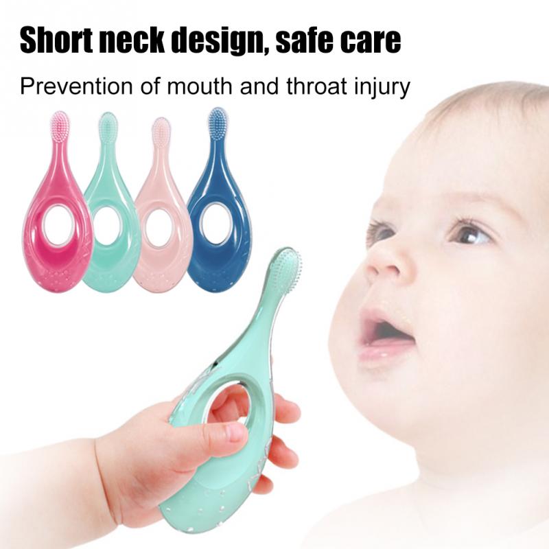 Baby Toothbrush Toddler Infant Soft Silicone With Baffle Gum Care Short Handle Toothbrush Baby Care Sppulies