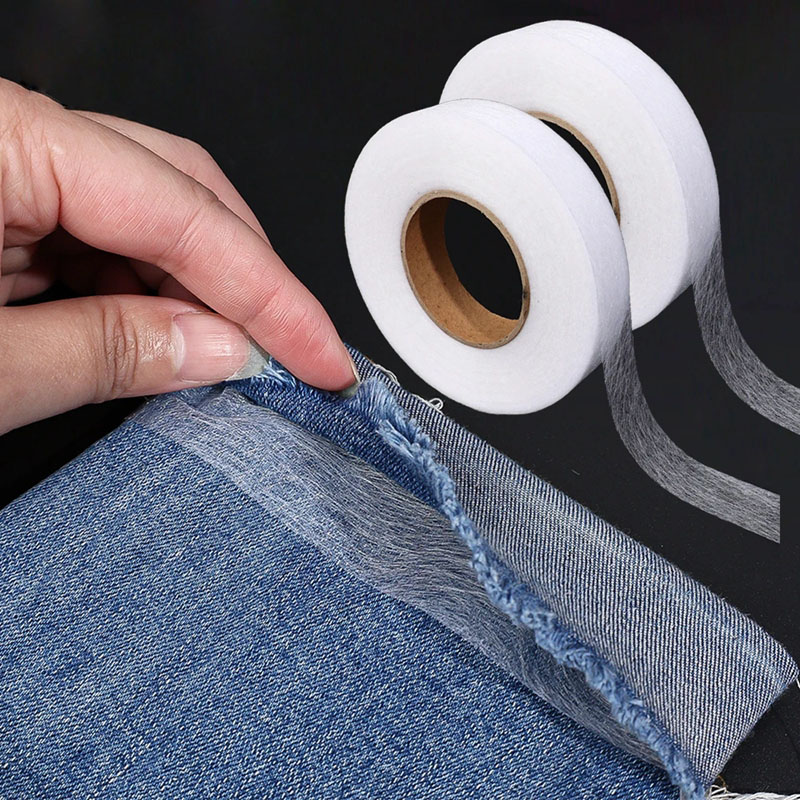 64 meter Zwart Wit dubbelzijdig Interlining Zelfklevende Stof Kleding Ijzer op Zoom Tape Interlining Web DIY Naaien Accessoires