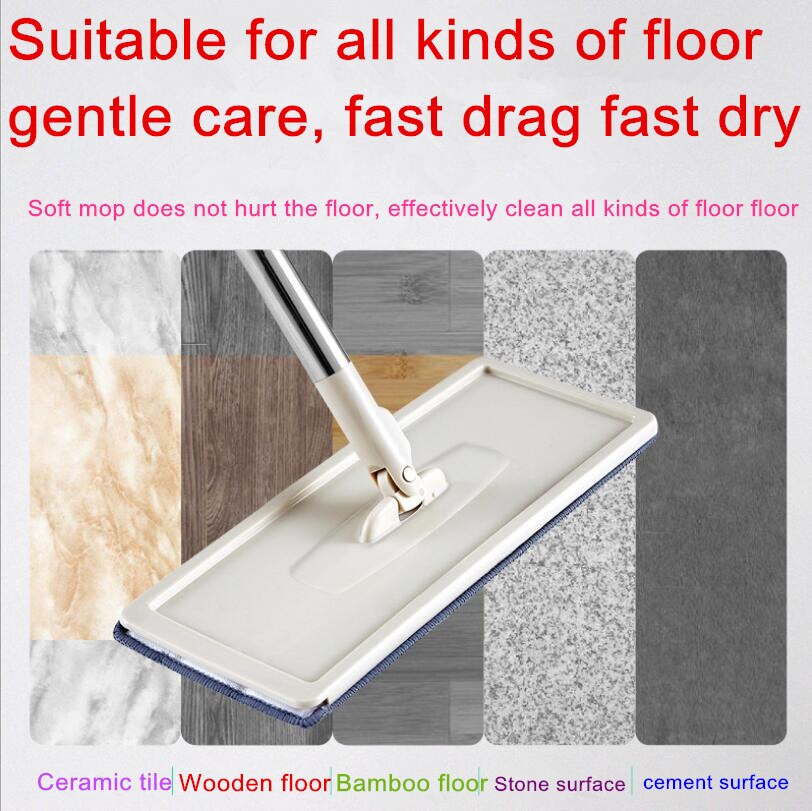 Flat Squeeze Mop and Bucket Hand Free Wringing Floor Cleaning Mop Microfiber Mop Pads Wet or Dry Usage on Hardwood Laminate Tile