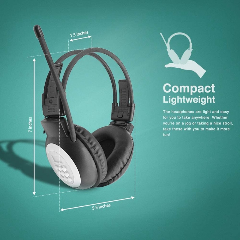 Portable Personal FM Radio Headphones , Wireless Headset with Radio Built in for Walking, Jogging, Daily Work