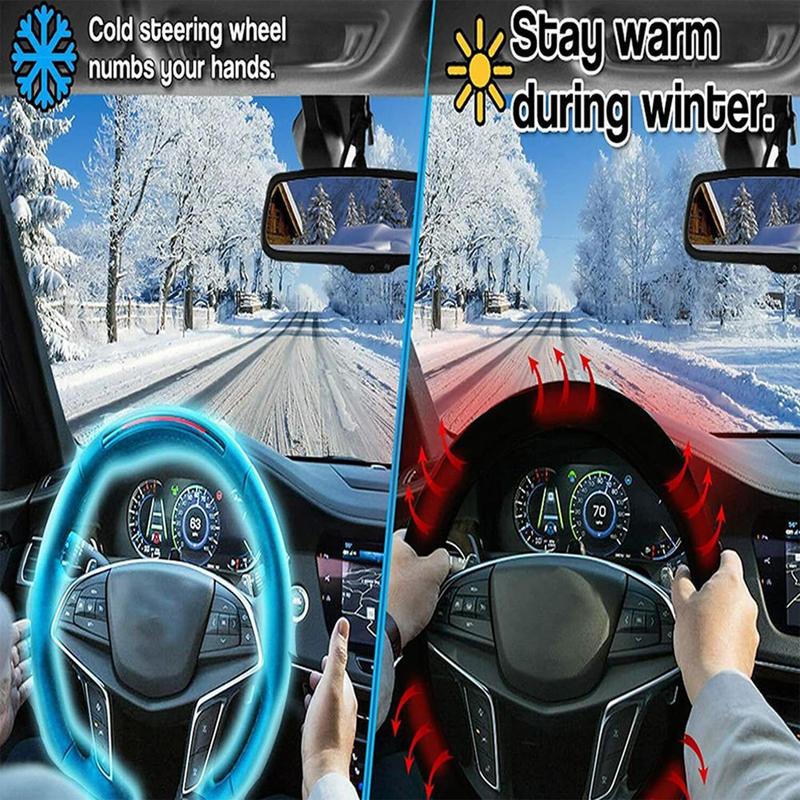 Heated Steering Wheel Cover Comfortable Wheel Hand Warmer Winter Warm Car Heating Hand Warmer Anti-Slip Wheel Car Accessories