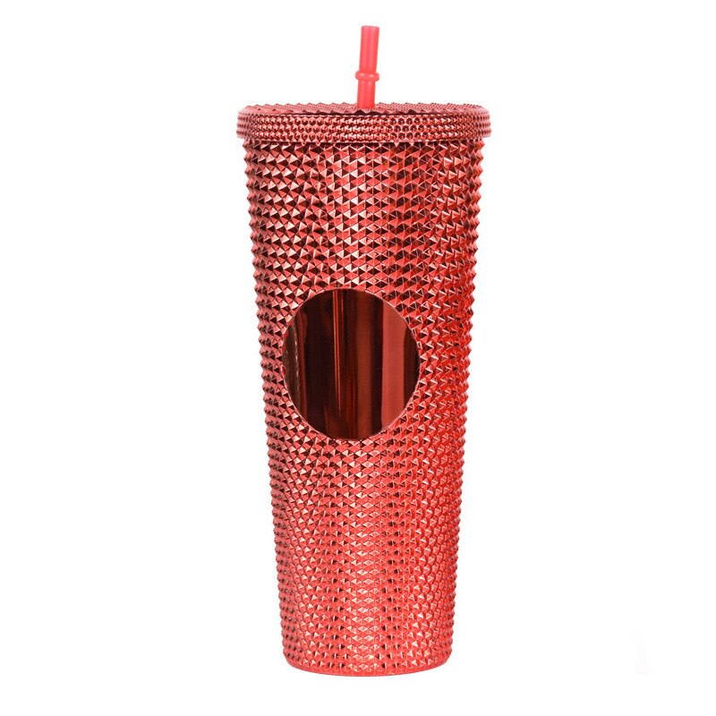 710ml Kaffee Tasse Sommer Kalten Wasser Becher Becher Tasse Mit Stroh Doppel Schicht Kunststoff Durian Diamant Strahlende Göttin tassen: 21