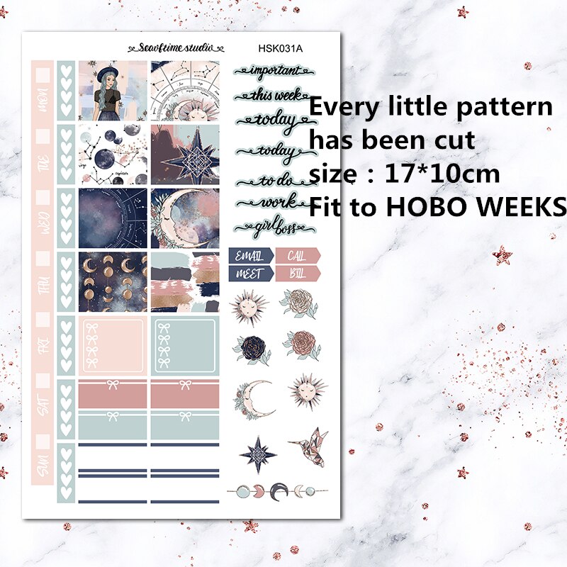 2pcs Magic constellation / starry skyWeekly label Decorative Sticker DIY Stationery sticker Scrapbooking album Stickers