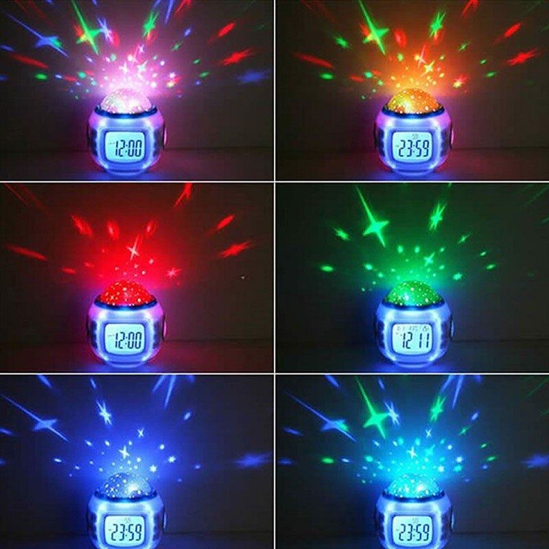 LED Alarm Colock 7 Colors Changing Digital Desk Gadget Digital Alarm Thermometer Night Glowing Cube Children's alarm clock