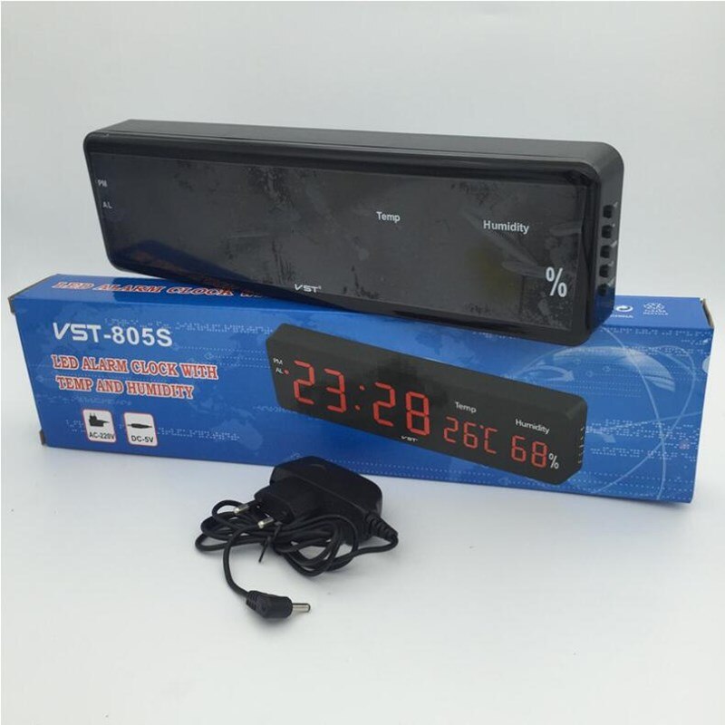 Reloj despertador Digital con 3 alarmas LED, pantalla de temperatura y humedad, reloj de mesa con enchufe europeo para decoración de sala de estar