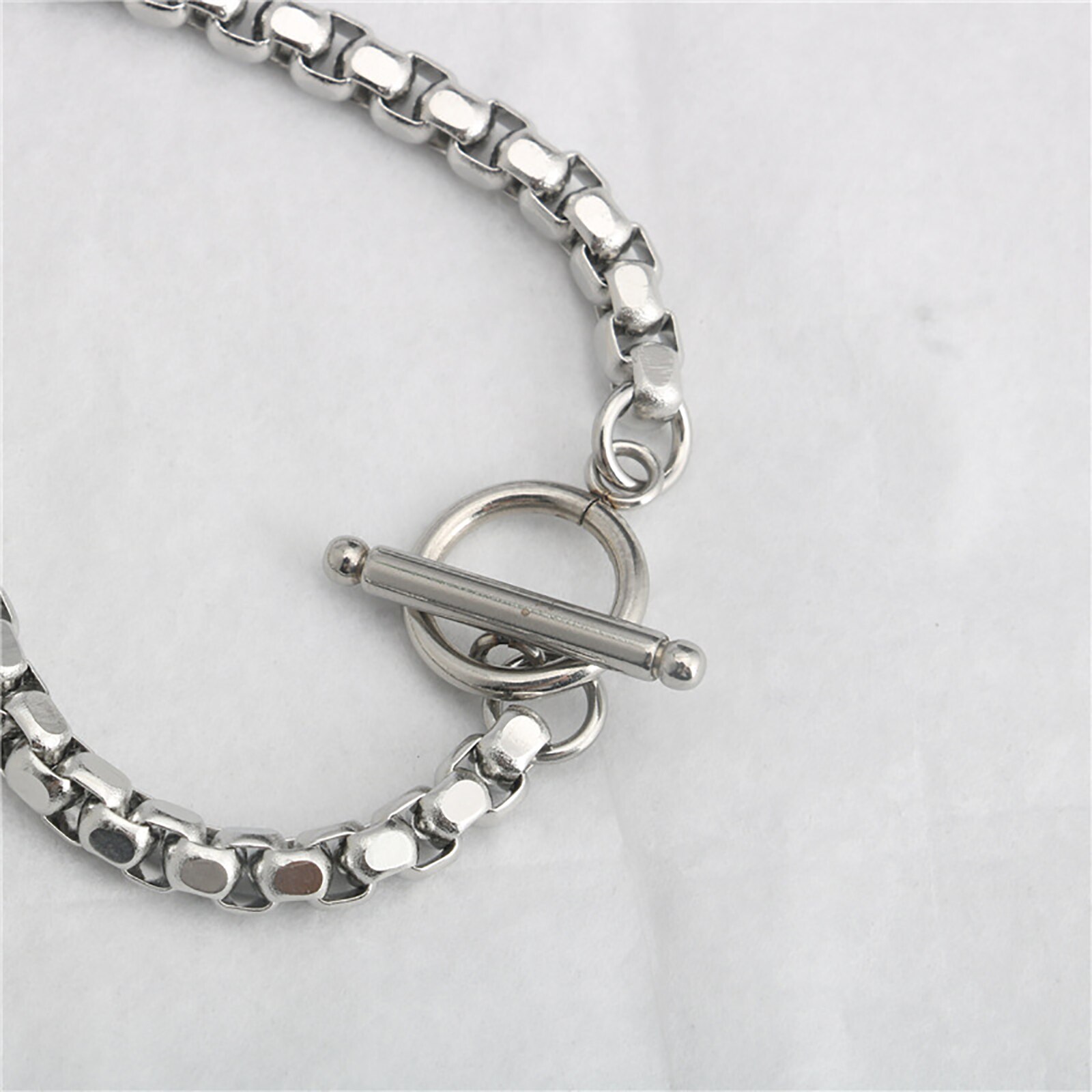 Stainless Steel Box Chain Findings Bracelets Silver Color, 1 Piece