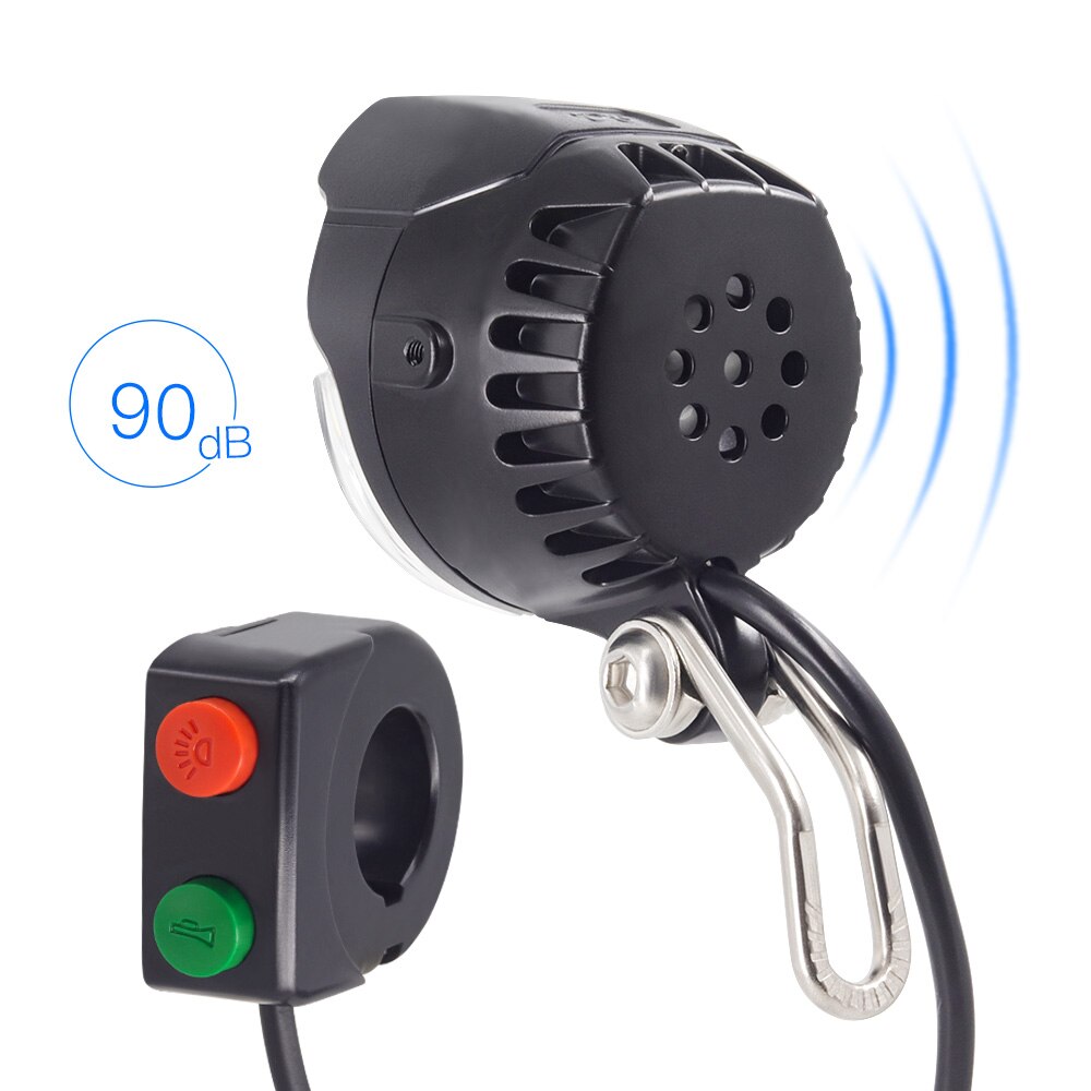 Onature e-światło rowerowe reflektor 85 luks wejście DC 12V 36V 48V 60V ebike lampa instalacja kierownica doprowadziło elektryczne światło rowerowe z klaksonem: i Switch