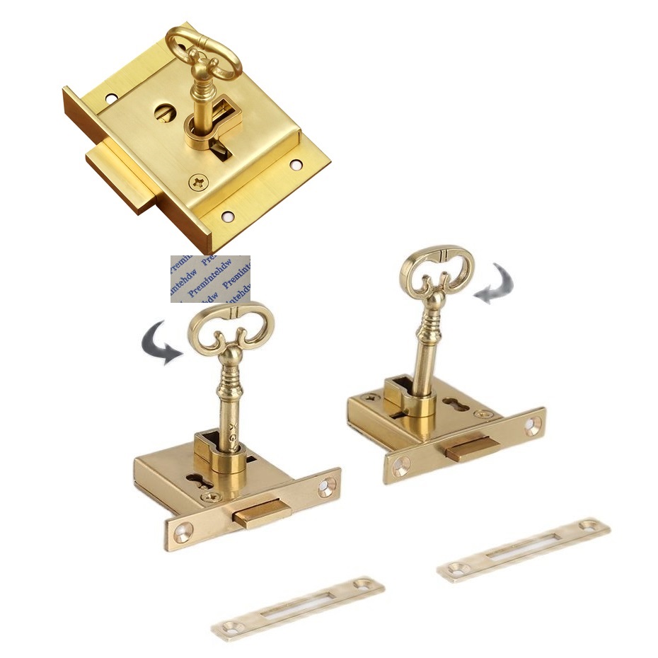 Serrure de boîte MELCase en laiton antique avec clé à sceptre, armoire classique